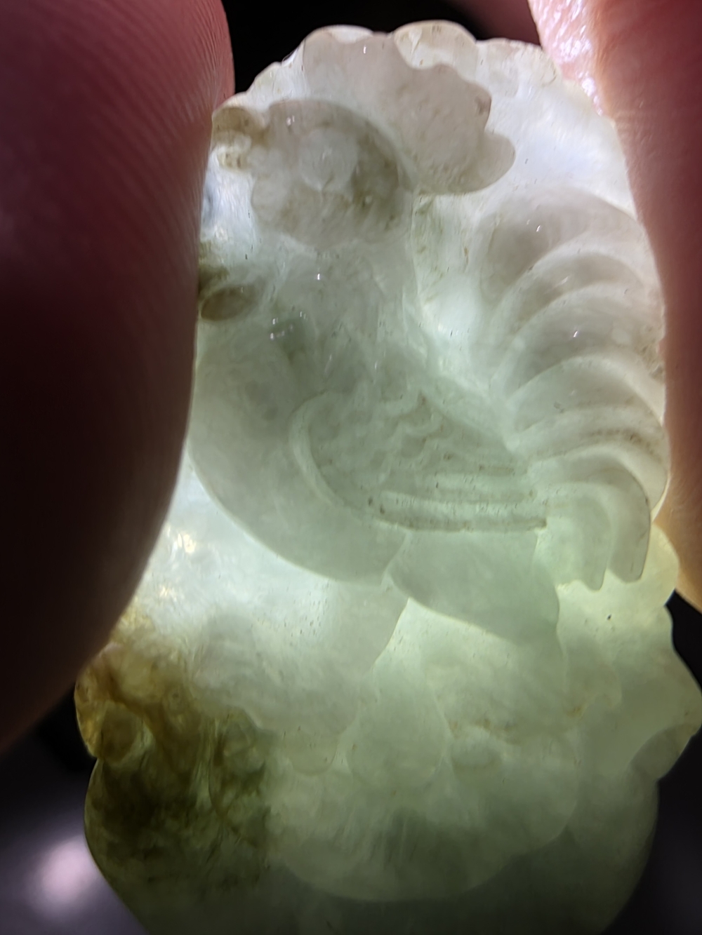Natural Burmese Type A Jadeite Jade Carved Rooster Pendant - Picture 5 of 5